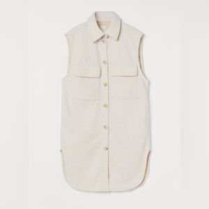 H&M Sleeveless Shirt Jacket Shacket Oversized US Women’s Size S Cream